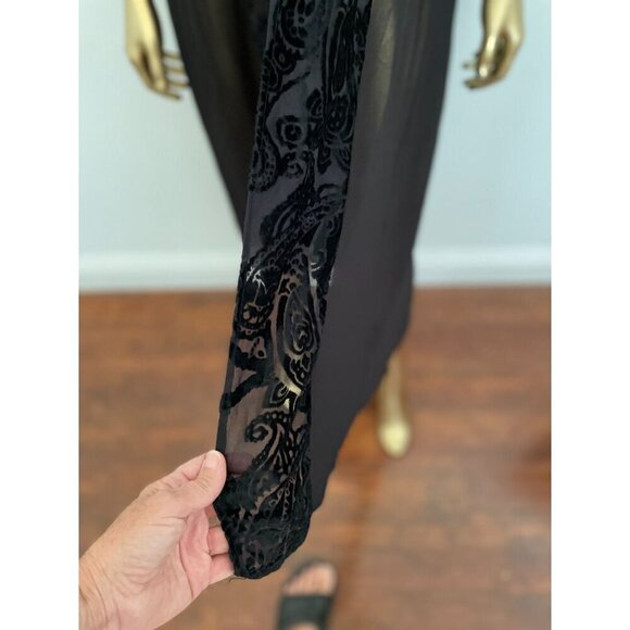 Coco + Jameson Sheer Black Burnt Velvet Lace Paisley Pattern Dress Whimsygoth - Picture 8 of 8